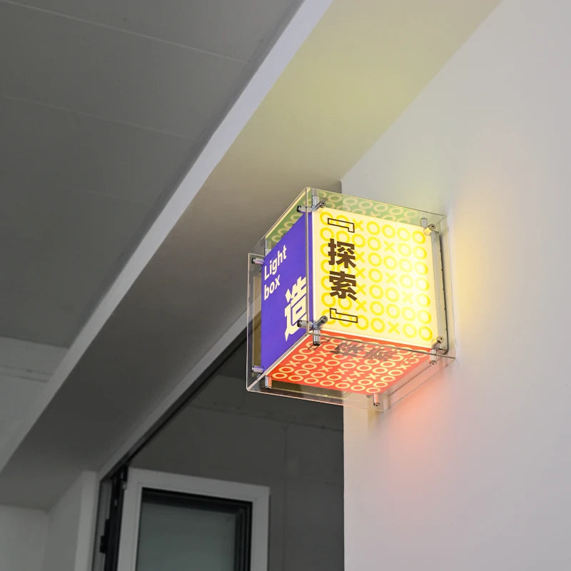 发光二极管灯箱标志户外定制商店广告牌，壁挂式DIY组装亚克力灯箱标志广告盒