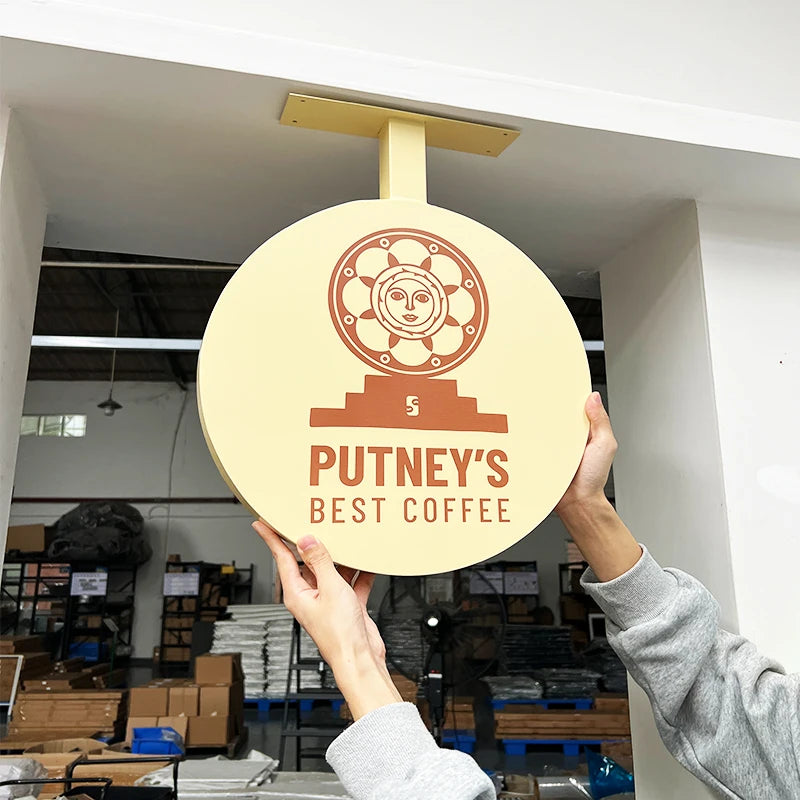 户外咖啡店定制40厘米圆形双面广告标志广告牌
