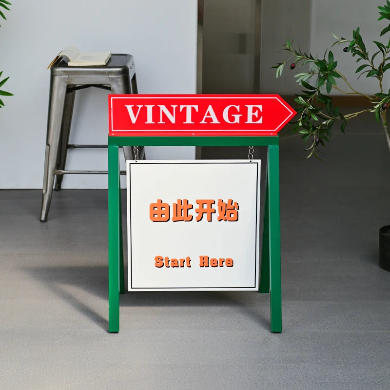 创意户外地板移动展示架个性化颜色碰撞设计彩色烤漆金属a型广告牌