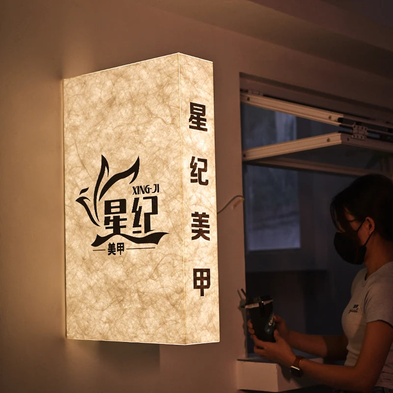 杜邦纸纹理灯箱定制复古风格侧装照明亚克力广告牌
