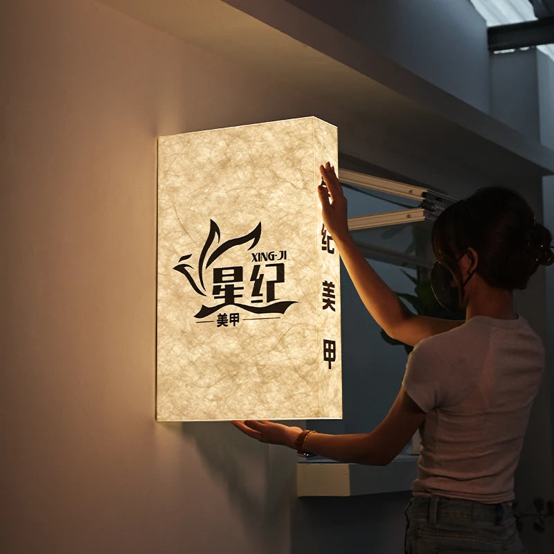 杜邦纸纹理灯箱定制复古风格侧装照明亚克力广告牌