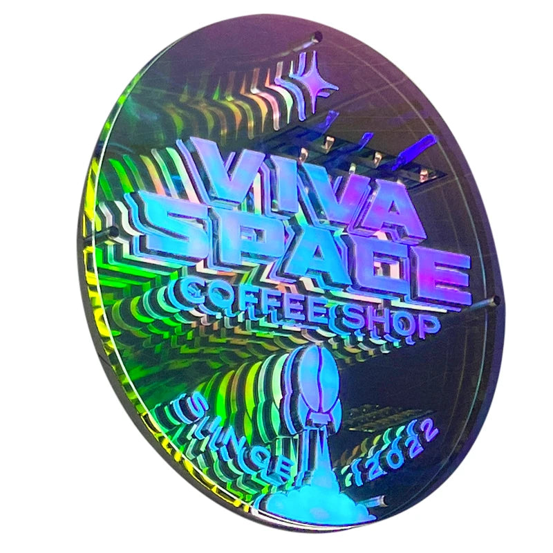 创意千层深渊镜子亚克力灯箱3D发光字母发光二极管商店背景墙装饰灯箱