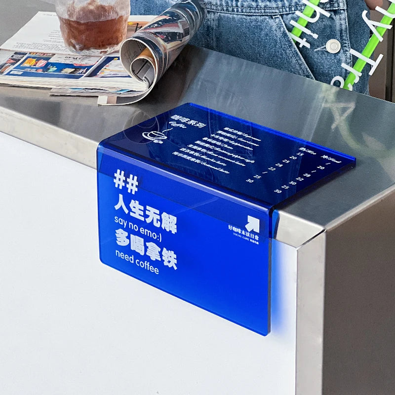 创意设计吧台亚克力展示板菜单价目表提示定制