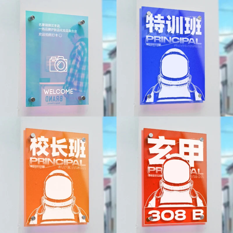 工作室入口处定制丙烯酸广告牌，丙烯酸床单，商店和户外婚礼活动展示板，