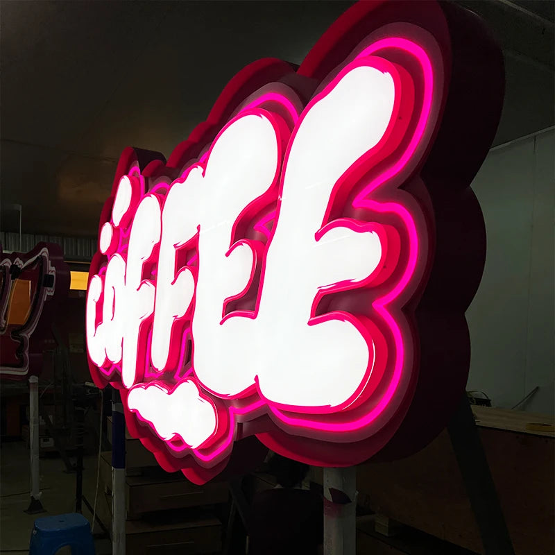 咖啡厅大型户外落地天花板创意广告发光字母logo广告logo定制