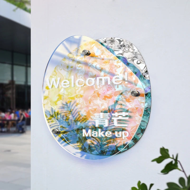 商店经营标志双层不规则亚克力广告牌和墙壁标志创意设计，亚克力板