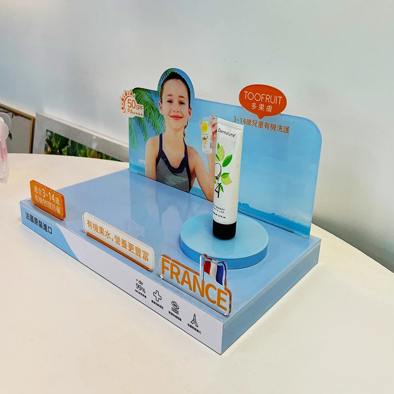 桌面组装设计展示亚克力化妆品展示柜定制