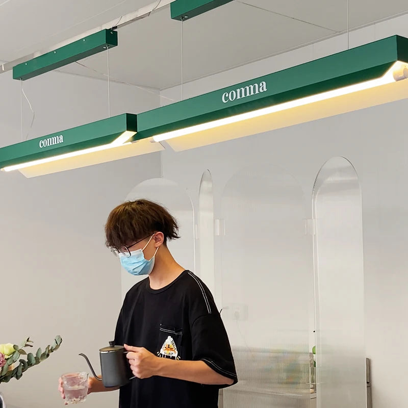 悬挂灯箱广告牌定制咖啡店酒吧顶灯收银机装饰照明简约复古风格