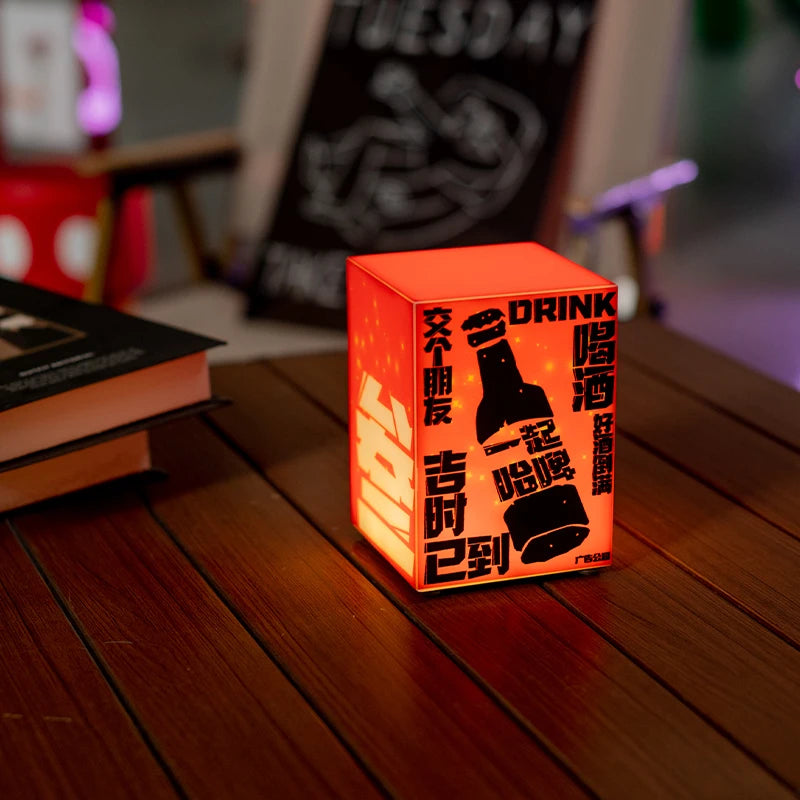 酒吧，餐厅，咖啡店，桌面照明标志，Type-C充电模式，LED亚克力灯箱定制