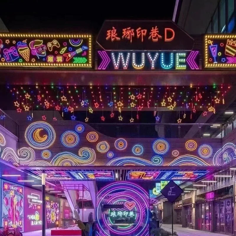 厂家定制霓虹灯活动，LED酒吧派对装饰，商业街广告定制