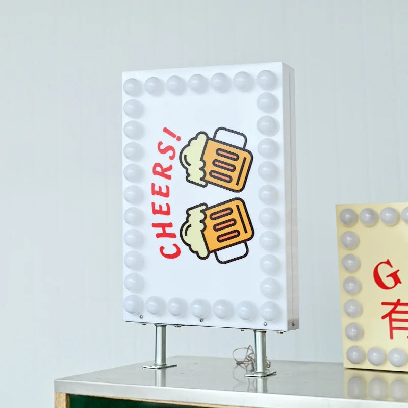 创意餐厅侧装泡泡球灯箱双面广告定制
