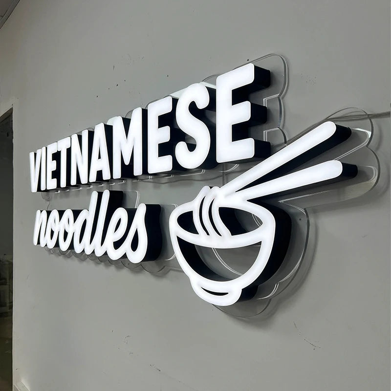 透明亚克力底板 + 无边框照明字母室内背景广告logo定制