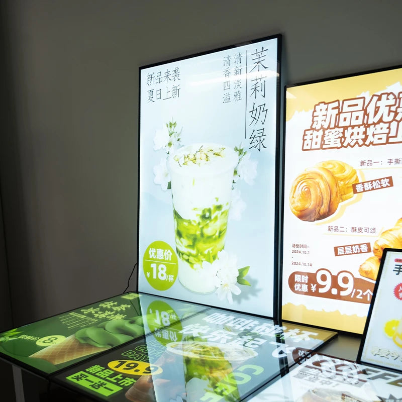 A1超薄海报灯箱、可互换海报、餐厅照明墙壁标志、照明菜单