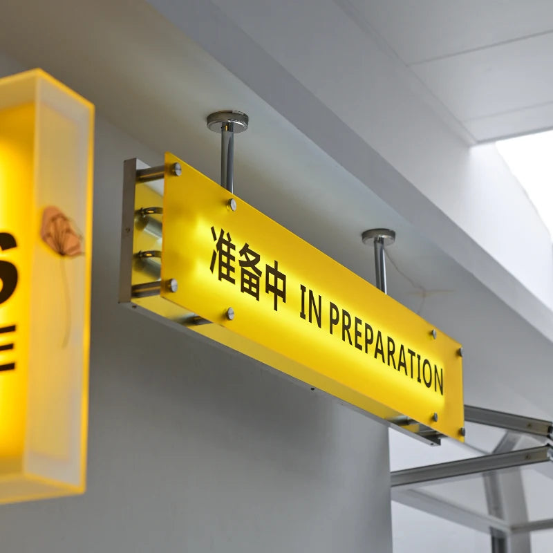 哑光亚克力灯箱、咖啡店、餐厅、服装店、橱窗展示、收银台、悬挂发光二极管照明标志