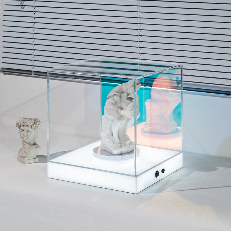 产品可移动展示架，彩色亚克力展示盒，可充电旋转展示灯箱亚克力展示架